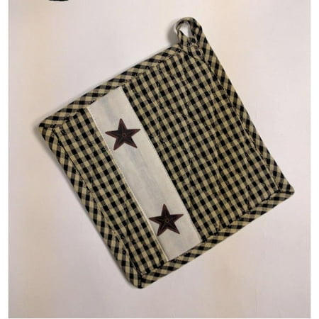

Set Of 2 Cotton - Star Black Check Pot Holders