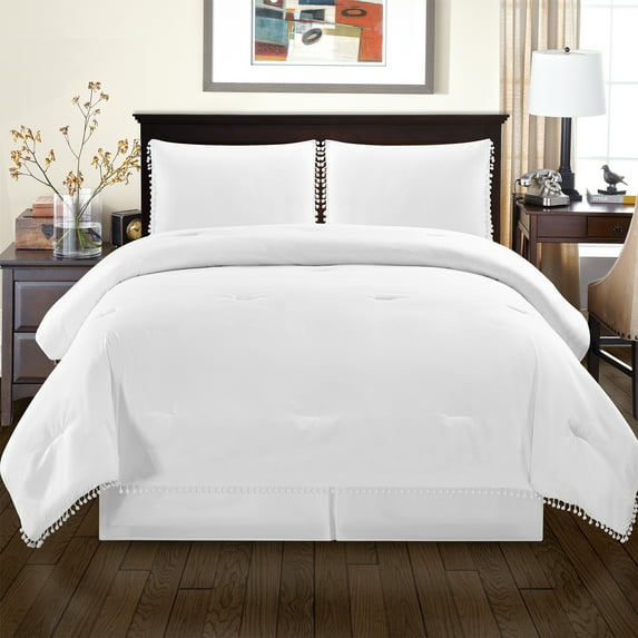 Pom-Pom 2 Piece Down Alternative Twin/Twin XL Comforter Set, White