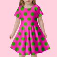 thumbnail image 2 of Robes de Printemps pour Filles Robe d'Été à Pois Ajustée Douce Respirante à Manches Courtes Décontractée Robe Ado Fille Rose Vif 6 Ans-7 Ans, 2 of 4
