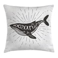 thumbnail image 1 of Whale Throw Pillow Cushion Cover, Ocean inside of You Inspirational Typography with Big Fish Grunge Illustration, Decorative Square Accent Pillow Case, 20 X 20 Inches, Charcoal Grey, by Ambesonne, 1 of 2