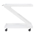 thumbnail image 2 of Powell Thornton 2-Tier Z-Frame Rolling Bar Cart with Glass Top, Antique White, 2 of 16