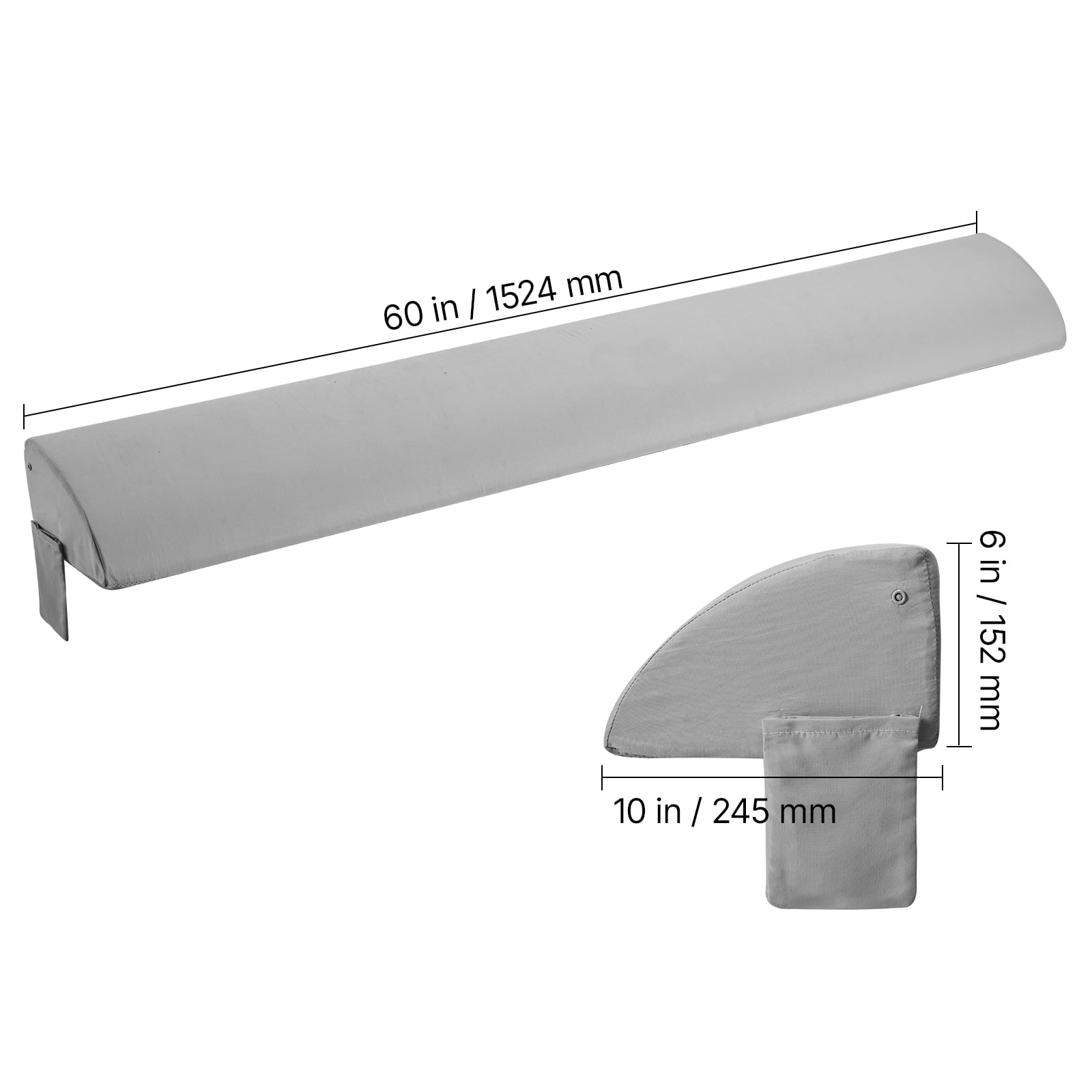 VEVOR Bed Wedge Pillow for Headboard, King Size,72"x10"x6" Bed Gap Filler, Fill 0-7" Gap Between Headboard and Mattress,25D Foam Mattress Wedge Headboard Pillow with Side Pocket,for Backrest,Gray