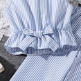 thumbnail image 5 of Virmaxy Striped V Neck Vest and Wide Leg Pants Set Retro Cinched Waist Sleeveless Top and Trouser Summer Two Piece Outfits for Casual and Smart Wear for 8-12 Years Blue, 5 of 9