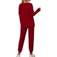 thumbnail image 3 of Fangasis Women Sleepwear Tops And Pants Loungwear Drawstring Nightwear Ladies Baggy Lounge Sets Loose Fit Fall Pajamas Wine Red M, 3 of 6