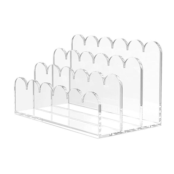 1 Pack 3-Slot Acrylic Mail Organizer for Desktop - Scalloped Clear Document Sorter, Vertical File Holder for /Home