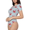 thumbnail image 3 of Picia Cute Red Crabs With Nautical Womens One Piece Swimsuits Modest Tummy Control Bathing Suits Lace Up Slimming Swim Suit-Large, 3 of 9
