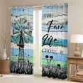 thumbnail image 2 of Homewish Wooden Plank Teens Curtains Pack of 2 (42x84 Each), Blue Green Lake House Cabin Curtains Blackout, Rustic Farmhouse Bedroom Curtains, Living Room Curtains Decor, 2 of 6