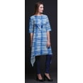 thumbnail image 2 of Bimba Blue Stripe Shibori Printed Tops For Women Asymmetric Kurti Summer Dress For Girls XXX-Large, 2 of 6