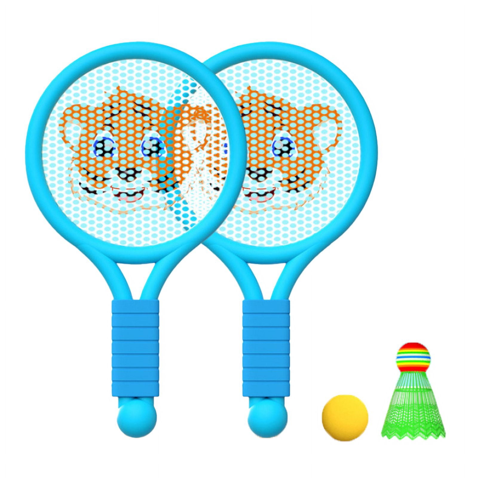 Fun Racket Toy for 3-7 Year Old Boys & Girls - Indoor/Outdoor Play Lightweight Blue Tiger Badminton Set for Kids