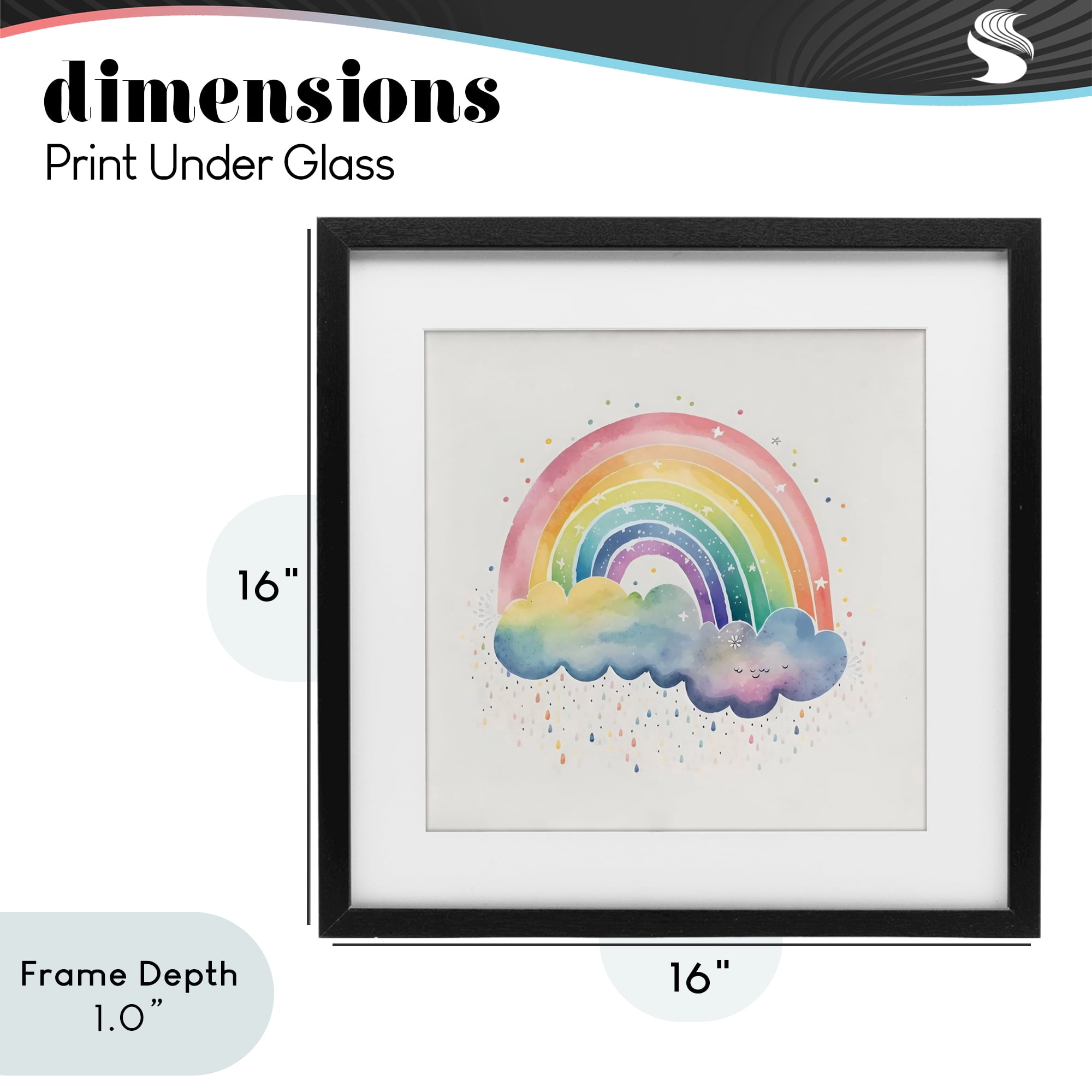 Stupell Industries Bright Boho Rainbow & Stars Black Framed Print Under Glass, design by Creative Studio