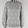thumbnail image 6 of Lovskoo Sweaters for Women Comfortable Polka Dot Printing Long Sleeve Round Neck Sweater Top Gray, 6 of 7