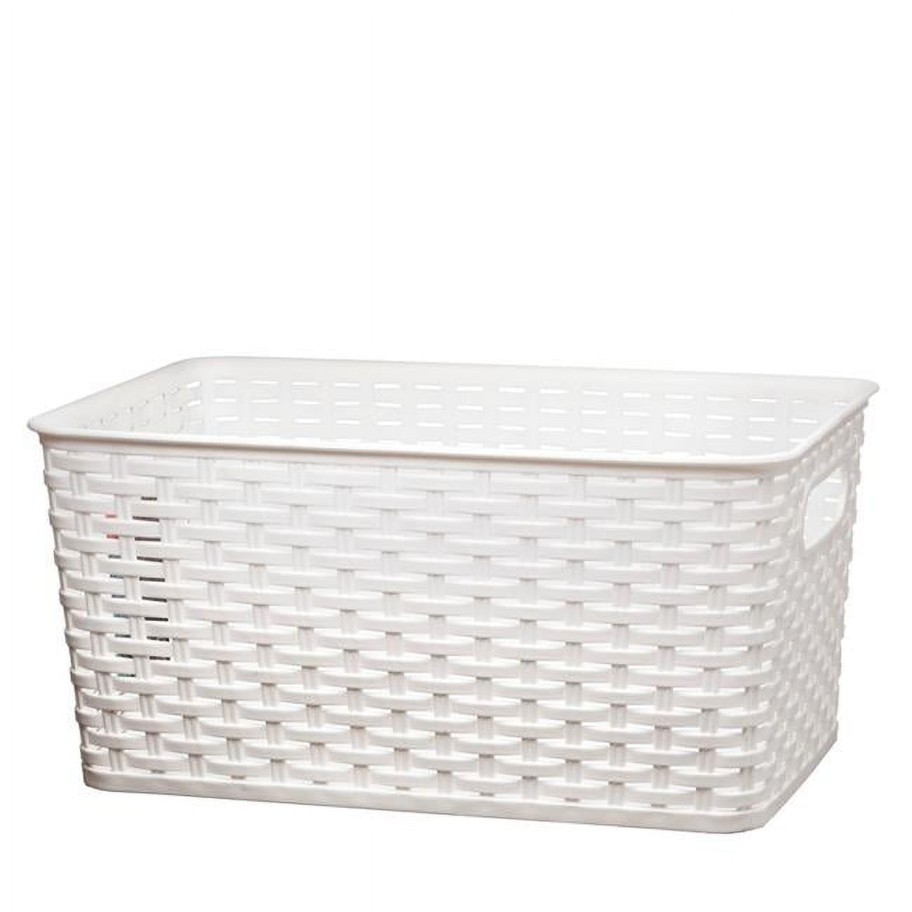 Nua Gifts 426 - avec Grand Panier de Rangement en Rotin 15,88 x 10 x 7,5 Po. - Blanc