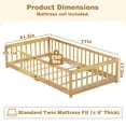 thumbnail image 4 of Sesslife Twin Montessori Floor Bed, Wood Twin Size Floor Bed Frame with Safety Guardrails and Slats, Low Profile Toddler Bed for Kids Boys and Girls, No Box Spring Needed, Natural, 4 of 9