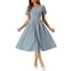 thumbnail image 1 of Vestido Maxi a Cuadros INSPIRE CHIC para Mujer, Vestido de Verano con Pliegues en la Espalda, Decoración de Botones, Manga Abullonada, Talla XL, Azul, 1 of 5