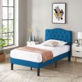 thumbnail image 4 of VECELO Upholstered Platform Bed with Adjustable Headboard, Twin Size, Blue, 4 of 8