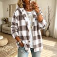 thumbnail image 2 of Admvng Women's Checkered Jacket Hooded Long Sleeve Casual Warm Outerwear, 2 of 9