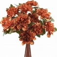 thumbnail image 4 of 3-Head Dahlia Artificial Flowers - Realistic Mum Stems For Fall Wedding Bouquets, Thanksgiving Centerpieces And Seasonal Home Decor, 4 of 8