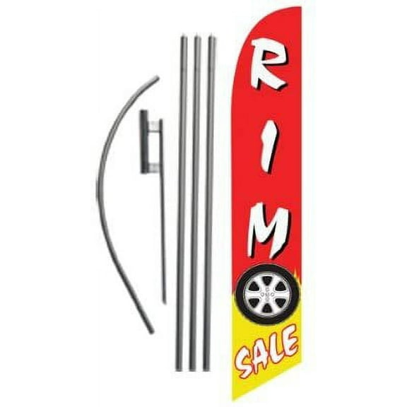 Rim Sale 15ft Feather Banner Swooper Flag Kit - INCLUDES 15FT POLE KIT w/GROUND SPIKE