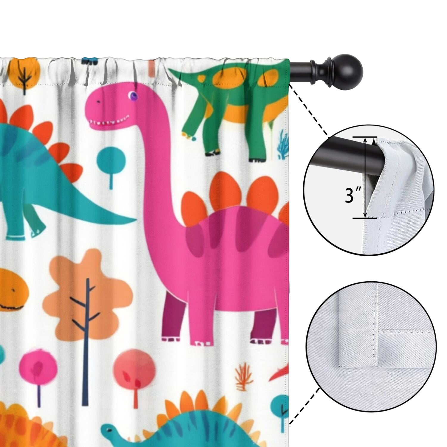 Blackout Kids Curtains,Cute Dinosaur Pattern Childrens Insulated Curtains Set Of 2,Bedroom Essentials,Toddler Room Decor 52x84in(132x213cm)