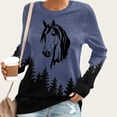 thumbnail image 3 of Sweatshirts for Women Crewneck Long Sleeve Tops Oversized Animals Horse Print Sweatshirt Loose Fit Fall Winter Round Neck Pullovers, 3 of 4