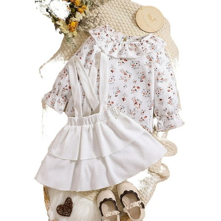 

Cute Ditsy Floral Print Round Neck Long Sleeve White Baby Sets (Baby s)