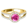 thumbnail image 2 of Mauli Jewels Rings for Women 1.65 Carat Diamond and Round Shaped Pink 4-prong 10K Yellow Gold, 2 of 6