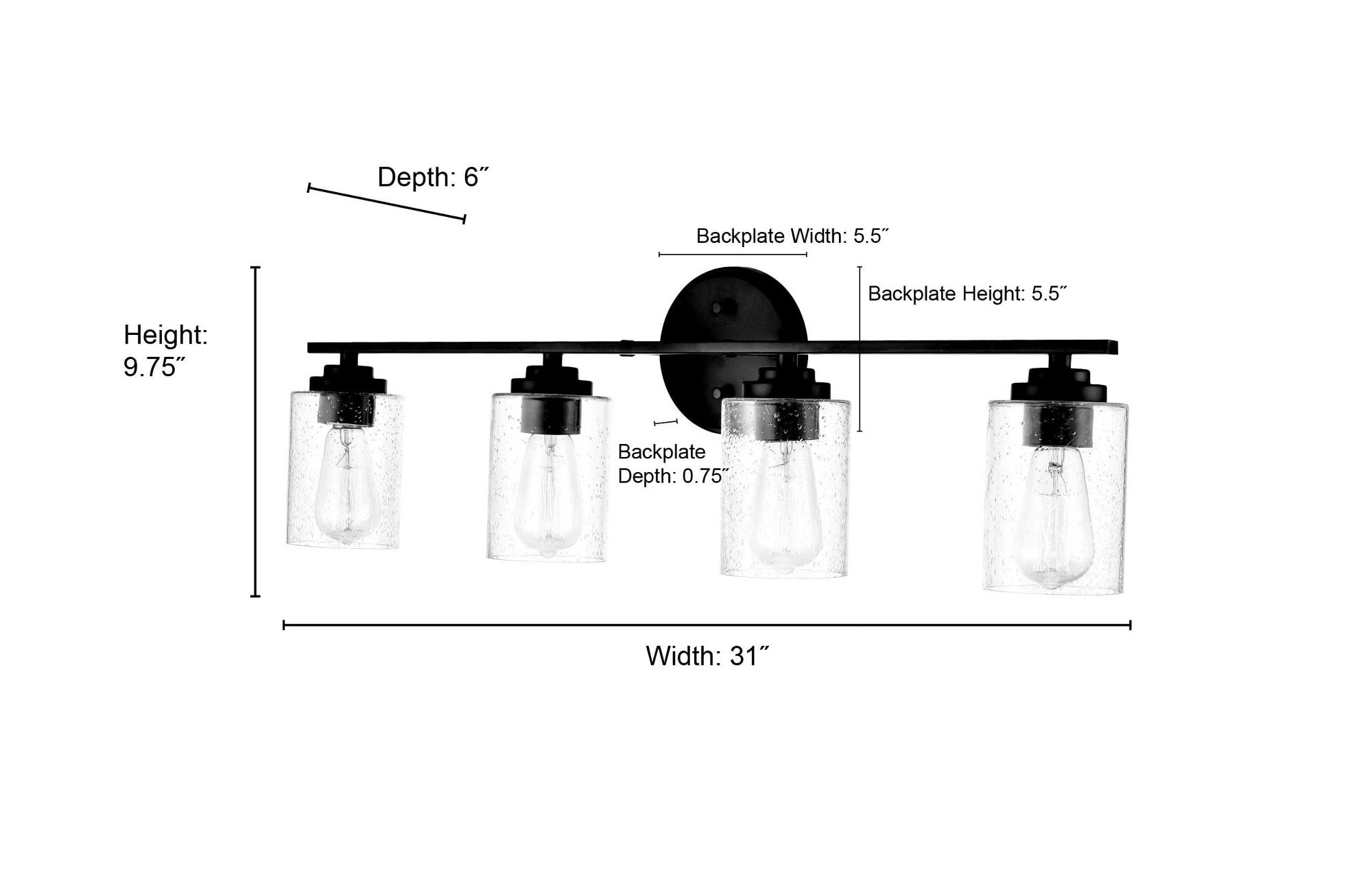4 - Light Matte Black / Black Wall Sconce