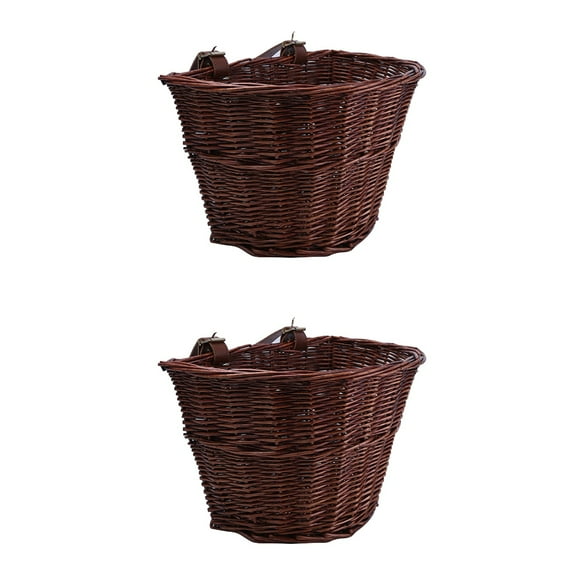 Set of 2 Adult Bike Basket Wicker Bicycle Woven Water-resistant Shopping