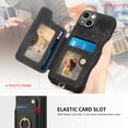 thumbnail image 5 of SaniMore for iPhone 12 Wallet Case, [RFID Blocking] Elastic Card Slot Vehicle Magnetic PU Leather Ring Holder & Lanyard Stand Money Pocket Protective Cover for iPhone 12, Black, 5 of 12