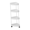 thumbnail image 3 of Estante de esquina con ruedas, cesta de almacenamiento para baño y cocina. 4 niveles blancos, 3 of 9