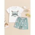 thumbnail image 5 of Aojekbee Kids Boys Shorts Set, Short Sleeve Letters Tag T-shirt with Elastic Waist Shorts Toddler Set Summer Outfit, 5 of 10