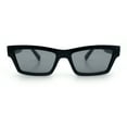 thumbnail image 5 of Hipster Dad Fashion Narrow Rectangle Thick Plastic Horn Rim Sunglasses All Black, 5 of 8