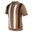 thumbnail image 2 of IYTR Mens Knit Shirts Zipper Turndown Collar Casual Patchwork Comfy Short Sleeve Summer T Shirts Thin Breathable Athletic Shirts Brown XL, 2 of 4