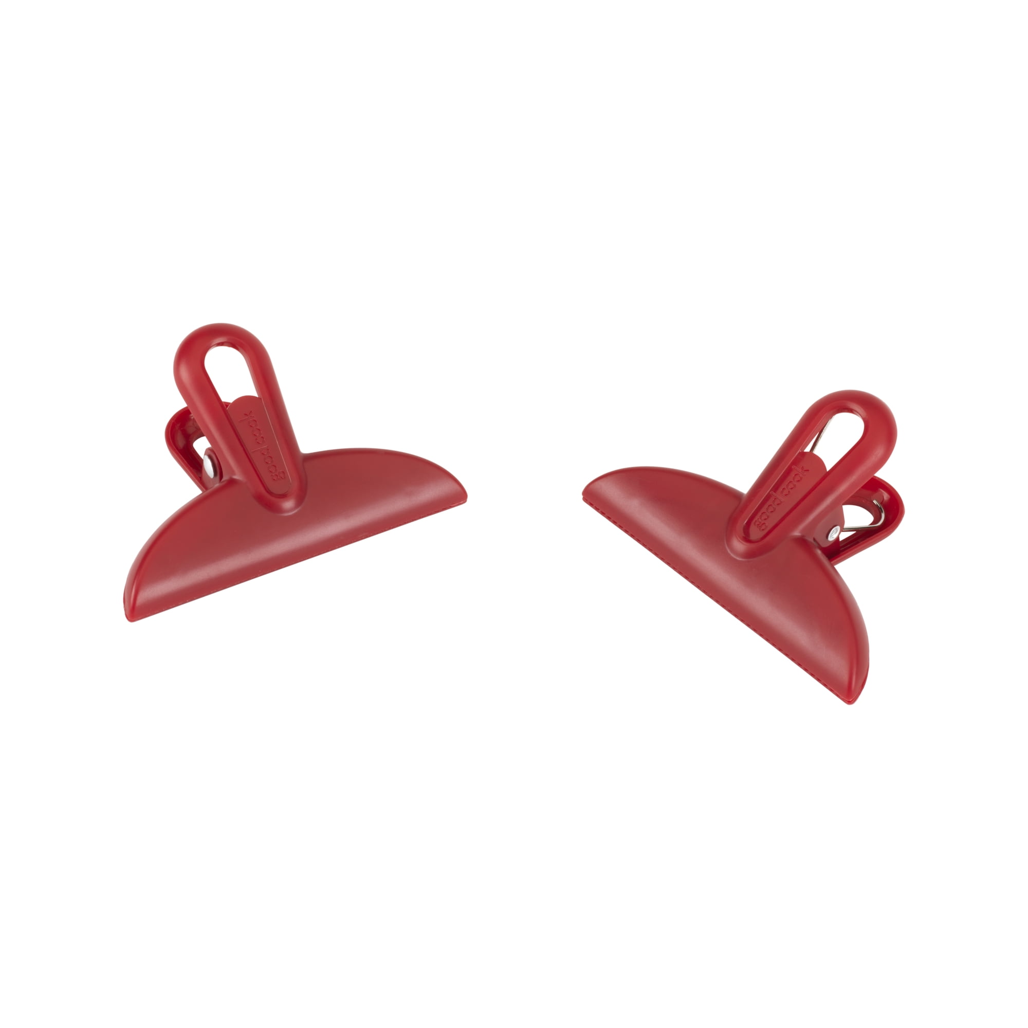 (4 pack) GoodCook 2-Piece 3-1/4" Plastic Spring-Loaded Mini Bag Clips Set, Red