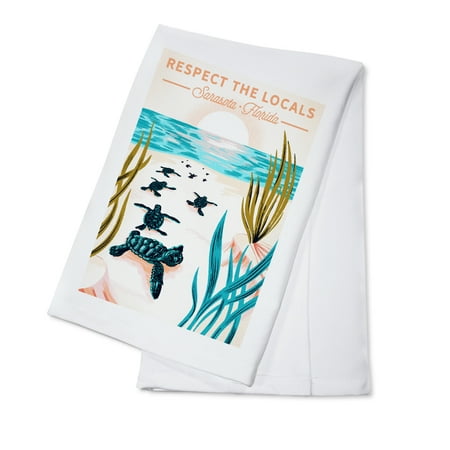 

Sarasota Florida Turtle Respect the Locals (100% Cotton Tea Towel Decorative Hand Towel Kitchen and Home)