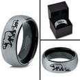 thumbnail image 4 of Tungsten Adult Bear Cub Following Walking Band Ring 8mm Men Women Comfort Fit Black Dome Brushed Gray Polished, 4 of 4