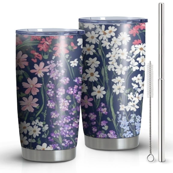 20 Oz Pioneer Flower Coffee Tumbler Double Wall Insulated Stainless Steel Water Bottle | Metal Reusable Thermoses Flask with Cup Cap | Leak & Sweat Proof with Anti-Dust Lid
