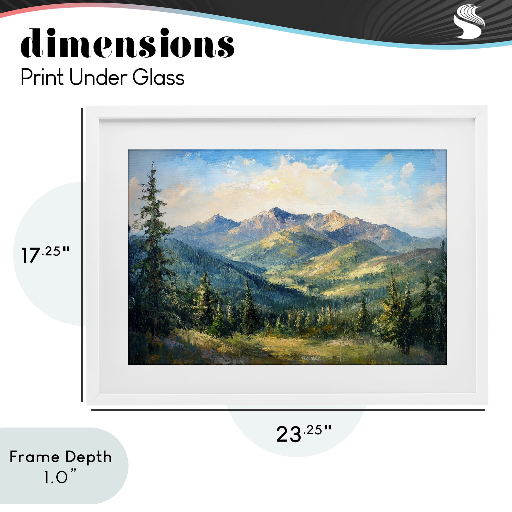 Stupell Industries Valley In The Mountains White Framed Print Under Glass, design by Petal Prints Design