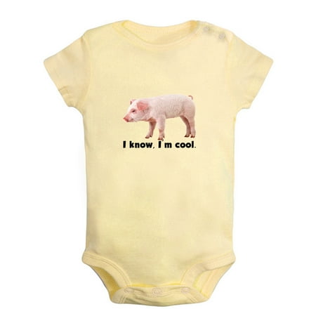 

I Know I m Cool Funny Rompers For Babies Animal Pig Pattern Jumpsuits Newborn Baby Unisex Bodysuits Infant Jumpsuits Toddler 0-24 Months Kids One-Piece Oufits