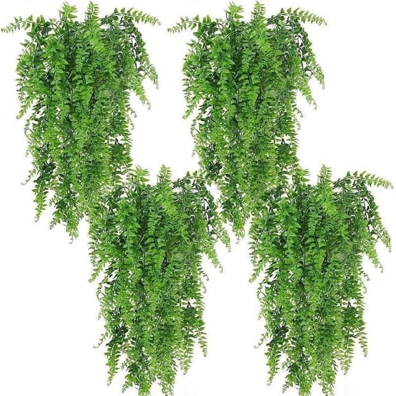 Scidweet Fake Hanging Plants, 4 Packs 30" Artificial Faux Greenery Plastic Plants for Indoor Outdoor Spring Summer Patio Porch Office Yard Wedding Home Decor