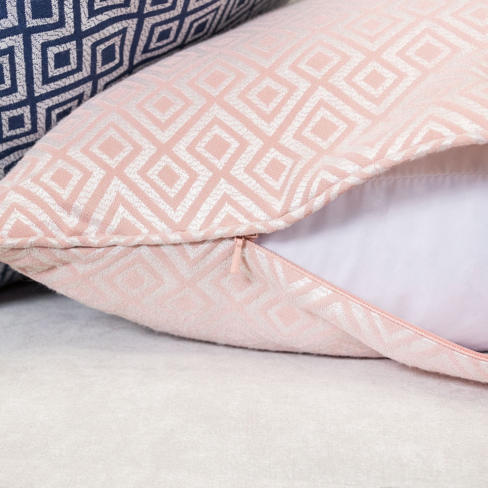 Jackie Rose-Pink Geometric Polyester 20 in. x 20 in. Throw Pillow (Set of 2)