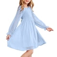 thumbnail image 3 of Uccdo 4-13T Girls Casual Chiffon Long Sleeve A-line Dress, Teens Girl Square Neck Tulle Ruffle Midi Dresses Princess Party Dress, 3 of 4