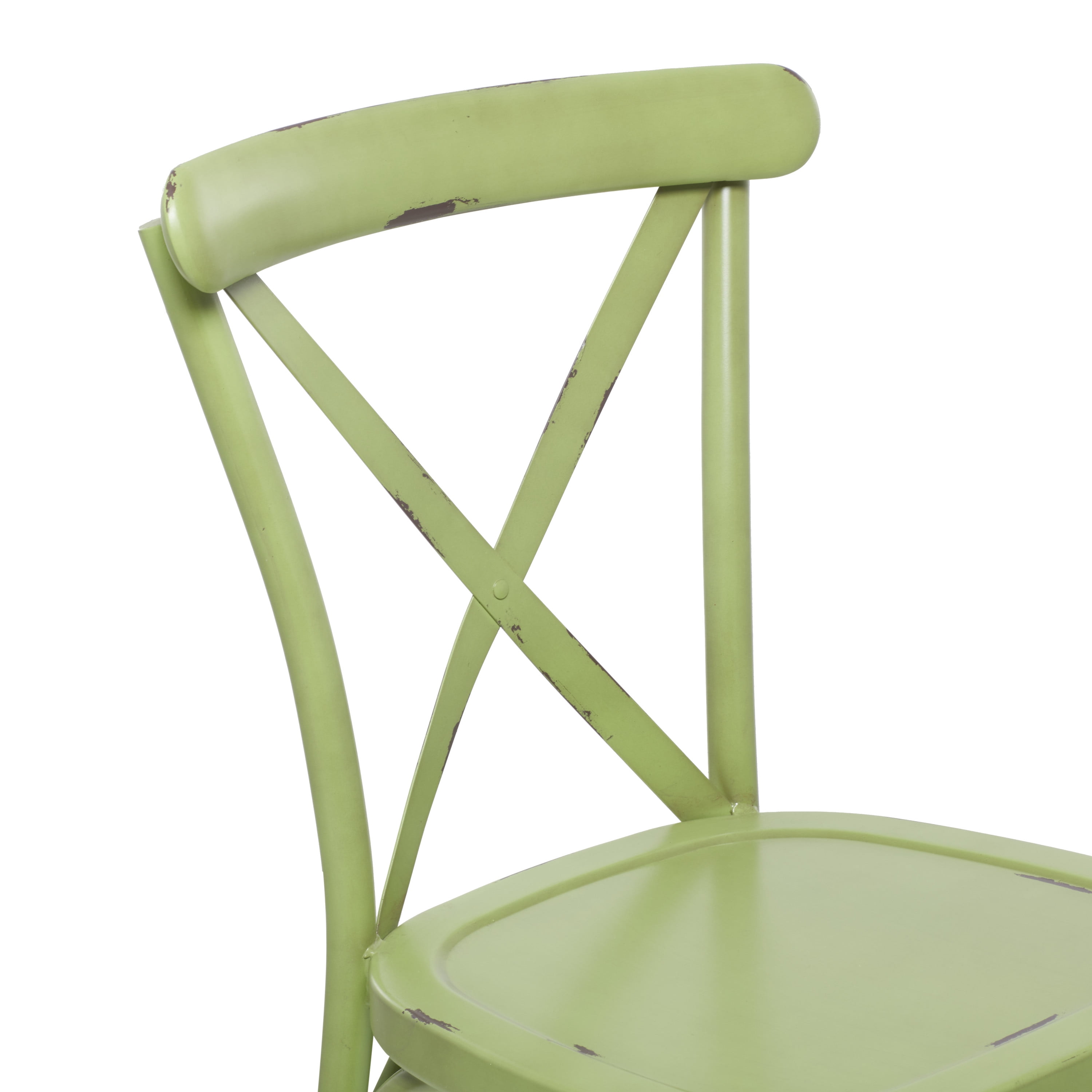 DecMode 22"W, 35"H Metal Farmhouse Outdoor Dining Chair, Green, 2-Piece