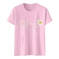 thumbnail image 4 of Womens Fashion Tees Tops Letter Daisy Flower Print Short Sleeve Summer Fall Winter Clothes, 4 of 5