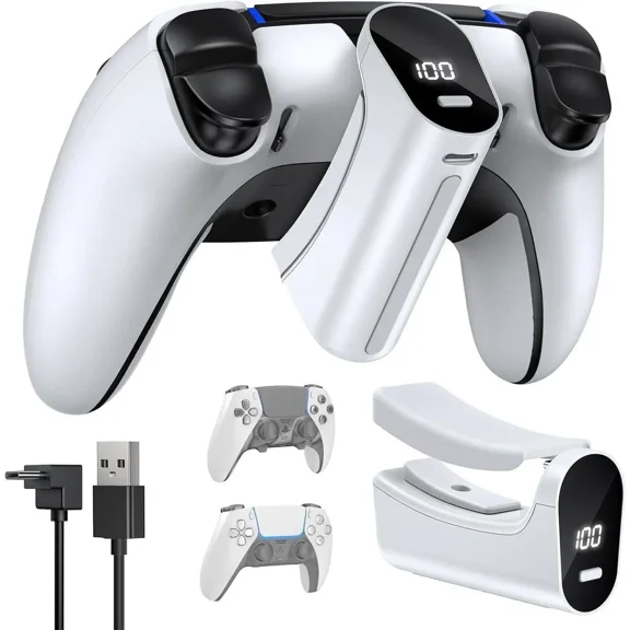 [LED Display] 7400mWh Rechargeable Battery Pack for PS5 and PS5 Edge Controller, Battery Extender for PlayStation 5 and PlayStation Elite Controller, Play and Charge Kit for ps5 Accessories