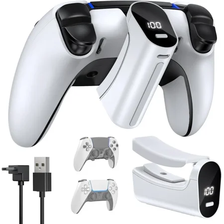 [LED Display] 7400mWh Rechargeable Battery Pack for PS5 and PS5 Edge Controller, Battery Extender for PlayStation 5 and PlayStation Elite Controller, Play and Charge Kit for ps5 Accessories