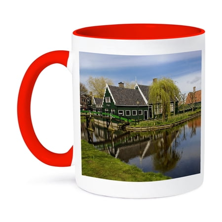 Dutch Homes Zaanse Schans, Holland, Netherlands - Eu20 Aje0101 - Adam Jones, 15oz Two-Tone Red Mug
