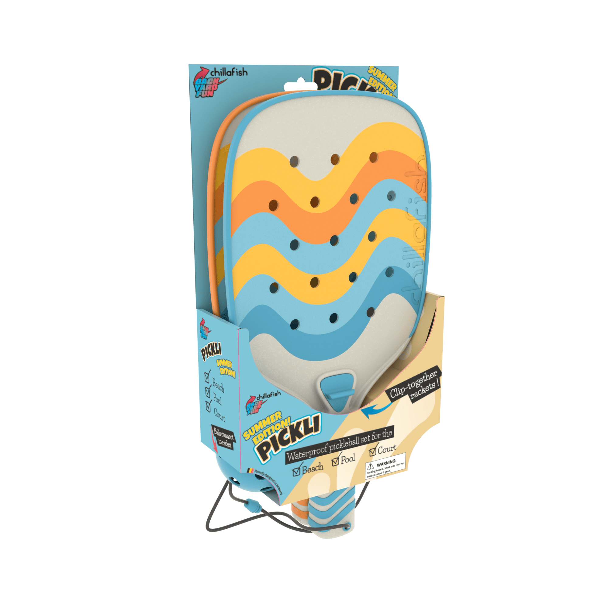 Chillafish Pickli Summer- Connectable and Lightweight Beach-Ready Pickleball Set Ages 5+