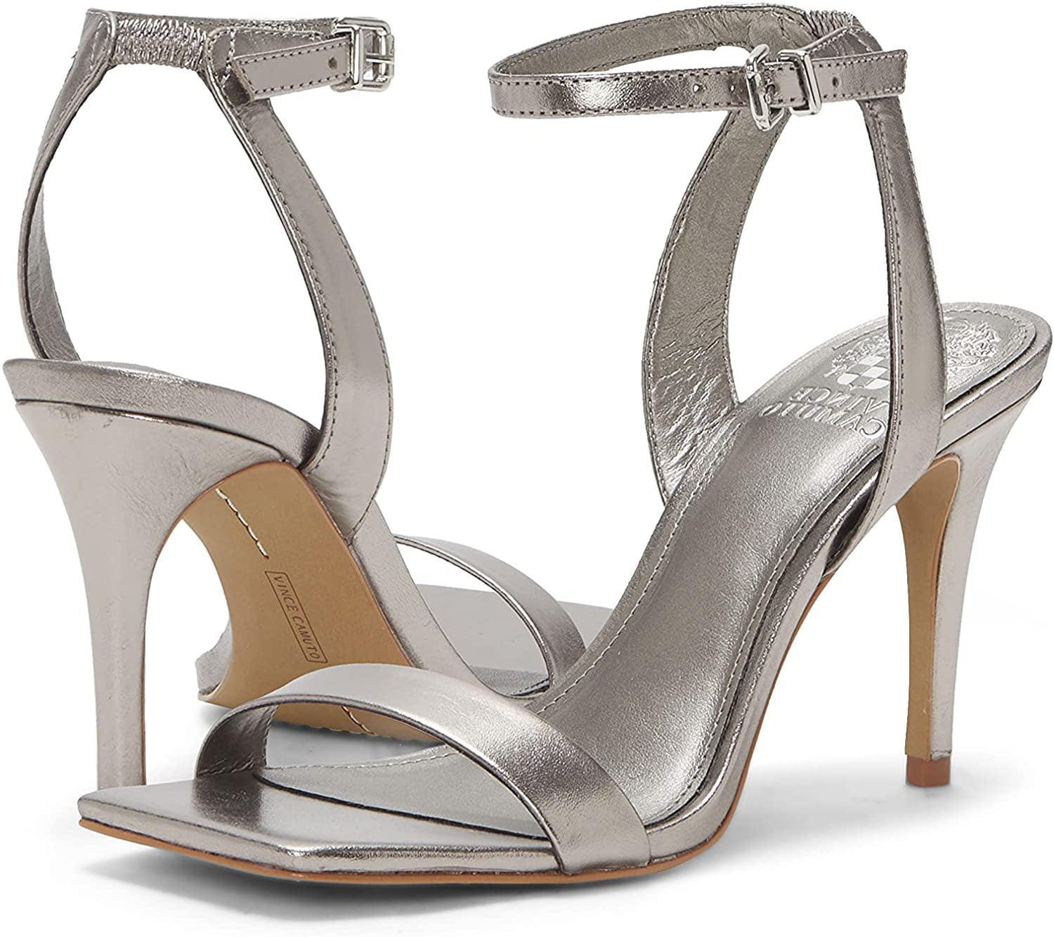 Ladies Gun Grey pewter Ankle Strap Glitter sparkly High Heel evening sandal Shoe 