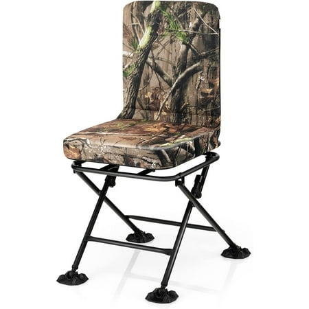 LDAILY Hunting Chair 360° Swivel Silent Hunting Chair W/Padded Cushion & Adjustable Foot Pads Heavy Duty Camo Hunting Seat Hunting Chairs for Blinds Camping & Fishing 330 LBS Capacity